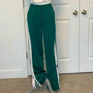 Emerald green Adidas track pants